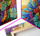 Colorful Feather, Design, Sunset, Framed Canvas Print, southwest wall art, abstract boho style, living room wall art, desert tones