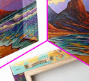 Mountain Desert, Beach, Sunset, Vibrant Desert Mountain Canvas Print, Colorful Southwest Wall Art, Living Room Fall Landscape