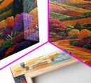 Colorful Mountain, Pathway, Autumn, Framed Canvas Print, Vibrant Fall Landscape Art, Boho Living Room Decor, Nature Wall Painting