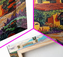 Spanish Villa, Rustic Path, Mediterranean Home Decor, Framed Canvas Print, Warm Color Art, Living Room Wall Art, Autumn Architecture Style