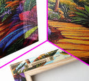 Tropical Trail, Jungle Pathway, Bright Nature Scene, Canvas Print, Boho Living Room Wall Art, Exotic Garden Decor, Colorful Tropical Painting