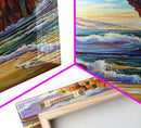 Ocean Arch, Wave Drama, Cliff Coast, Sunset Light, Framed Canvas Print, Living Room Wall Art, Coastal Landscape, Nature Inspired Art