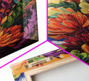 Abstract Florals, Bold Beach Scene, Coastal Flower Art, Vibrant Wall Accent, Kitchen Wall Art, Boho Style, Canvas Print, Sunset Tones