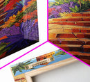 Coastal Castle, Vibrant Tropics, Seaside Fantasy Art, Bold Beach Decor, Playful Wall Accent, Framed Canvas Print, Tropical Style Room