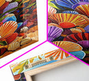 Rainbow Seashells, Coastal Treasures, Ocean Shell Art, Beach Decor, Framed Canvas Print, Bathroom Wall Art, Nautical Boho Art