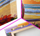 Surfboard Sunset, Ocean View, Floral Beach, Boho Style, Framed Canvas Print, beach lover gift, tropical home decor, coastal living wall art