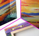 Sunset, Desert, Lake, Landscape, Framed Canvas Print, Vibrant sunset over desert lake with bold skies, perfect Southwest living room wall art