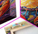 Crab Ocean, Bold, Seafood, Framed Canvas Print, Colorful crab painting with vivid detail, fun nautical art, beach kitchen decor