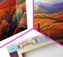 Mountain Sunset View, Western Hillside, Country Valley Gate, Framed Canvas Print, Fall Landscape Art, Rustic Farmhouse Decor