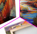 Autumn River Landscape, Colorful Nature Scene, Southwest Wall Art, Framed Canvas Print, Fall Living Room Decor, Warm Tones