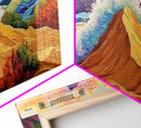 Desert Dunes, Ocean Splash, Sunset Mountains, Fall Tones Framed Canvas Print, Living Room Wall Art, Southwest Colorful Art