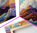Mountain Coast, Color Clouds, Seaside Vibes, Framed Canvas Print, Tropical Landscape Art, Sunset Wall Decor, Bright Ocean Style
