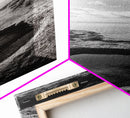 Ocean Cave, Coastal View, Natural Tide Pool, Canvas Print, Bathroom Wall Art, Seaside Decor, Minimalist Landscape, Black and White Art