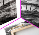 Windy Pines, Cliff Edge, Tree Silhouettes, Canvas Print, Moody Forest Photography, Rustic Cabin Wall Art, Autumn Living Room Decor