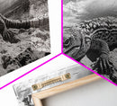 Desert Lizard Close-Up, Reptile Wildlife Photography, Dramatic Sky Scene, Canvas Print, Living Room Wall Art, Nature Decor