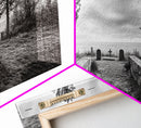 Coastal Graveyard, Moody Seascape, Quiet Reflection Scene, Framed Canvas Print, Gothic Office or Haunted Fall Wall Art Decor, Hallway Wall Art