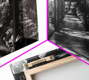 Serene Garden Pathway, Nature Tunnel Walk, Tropical Jungle Scene, Framed Canvas Print, Minimalist Art, Living Room Wall Decor