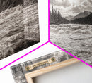 Mountain River Rapids, Adventure Landscape, Moody Forest Wall Art, Nature Explorer Vibes, Rustic Cabin Decor, Canvas Print