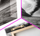 Tornado Beach Scene, Stormy Skies, Black and White Drama, Nature Photography, Framed Canvas Print, Office Wall Art, Moody Minimalist Decor