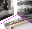 Bank Vault Door, Industrial Design, Urban Texture, Canvas Print, Masculine Office Decor, Steampunk Wall Art, Black White Print