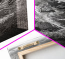 Coastal Cliff, Ocean View, Rocky Shoreline, Framed Canvas Print, Black and White Art, Coastal Living Wall Decor, Nature Landscape Art