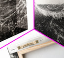 Ocean Wave, Stormy Sea, Black and White Nautical, Framed Canvas Print, Bold Coastal Art, Living Room Wall Art, Marine Photography