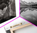 Mirror Lake, Alpine Stillness, Mountain Reflection, Tranquil Landscape, Canvas Print, Minimalist Nature Art, Living Room Wall Art, Neutral Decor