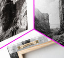Coastal Rock Passage, Ocean Cliffside Art, Natural Texture Photography, Framed Canvas Print, Bathroom or Hallway Wall Art