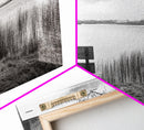 Quiet Lake Bench, Peaceful Reflection, Nature Photography, Framed Canvas Print, Serene Bedroom Decor, Minimalist Living Room Wall Art