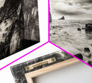 Rocky Shore Escape, Ocean Cliffside, Wild Coast, Moody Sky, Framed Canvas Print, Modern Bathroom Art, Nature Lover Decor