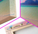 Neon Pink Beach, Cool Abstract Art, Extra Large Wall Art, Framed Panoramic Canvas Print, Framed Wall Art