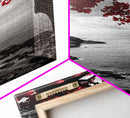 Red Leaves, Dramatic Coast, Ocean Horizon, Canvas Print, Autumn Coastal Wall Art, Bold Nature Photography, Moody Fall Decor, Beach Theme