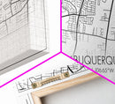 Albuquerque Street Map, New Mexico Map, Map Print, Modern Art, Wall Art, Canvas Print, City Maps, Office Gift, Prints, Above Bed Décor
