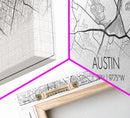 Panoramic Austin City Map, Texas Art, Map Print, Minimalist Wall Art, Canvas Art, Housewarming Gift, Street Map Art, Closing Gift