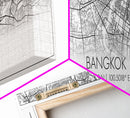 Panoramic Bangkok City Map, Thailand Art, Map Print, Minimalist Wall Art, Canvas Art, Housewarming Gift, Street Map Art, Closing Gift