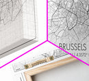 Brussels Street Map, Belgium Map, Map Print, Modern Art, Wall Art, Canvas Art, Travel Art Print, Home Wall Décor, New Homeowner Gift, Office