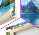 Bora Bora, France Panoramic Beach Print, Vacation Gift, France Wall Art, Beach Painting, Beach Decor, Beach Painting