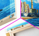 Camogli Beach, Italy Panoramic Beach Print, Vacation Gift, Italy Wall Art, Beach Painting, Beach Decor, Beach Painting
