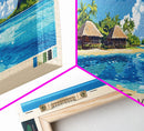 Fakarava, French Polynesia Panoramic Beach Print, Vacation Gift, French Polynesia Wall Art, Framed Canvas Print, Framed Beach Painting