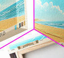 Mustang Island, Texas Panoramic Beach Print, Vacation Gift, Texas Wall Art, Beach Painting, Beach Decor, Beach Painting