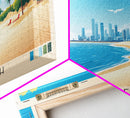 Odaiba Beach, Japan Panoramic Beach Print, Vacation Gift, Japan Wall Art, Framed Canvas Print, Framed Beach Painting