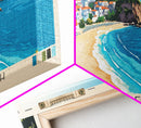 Potami Beach, Greece Panoramic Beach Print, Vacation Gift, Greece Wall Art, Framed Canvas Print, Framed Beach Painting