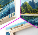 South Sea Island, Fiji Panoramic Print, Vacation Gift, Fiji Wall Art, Beach Painting, Beach Decor, Large Wall Art, Wood Frame Art