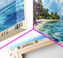 South Water Caye, Belize Panoramic Beach Print, Vacation Gift, Belize Wall Art, Framed Canvas Print, Framed Beach Painting