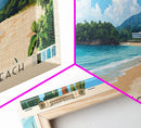 Teluk Bahang Beach, Malasyia Panoramic Print, Vacation Gift, Malasyia Wall Art, Beach Painting, Beach Decor, Large Wall Art, Wood Frame Art