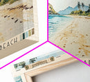 Cast Away Island Beach, Fiji Watercolor Print, Vacation Gift, Fiji Wall Art, Beach Painting, Beach Decor, Large Wall Art, Wood Frame Art