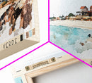 Curralinho Beach, Cape Verde, Senegal Watercolor Print, Vacation Gift, Senegal Wall Art, Beach Painting, Beach Decor, Large Wall Art, Wood Frame Art