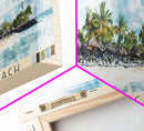 Flic en Flac Beach, Mauritius Watercolor Beach Print, Vacation Gift, Mauritius Wall Art, Beach Painting, Beach Decor, Beach Painting