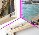 La Concha, Spain Watercolor Print, Vacation Gift, Spain Wall Art, Beach Painting, Beach Decor, Large Wall Art, Wood Frame Art