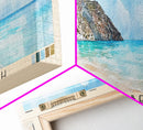 Myrtos Beach, Greece Watercolor Print, Vacation Gift, Greece Wall Art, Beach Painting, Beach Decor, Large Wall Art, Wood Frame Art